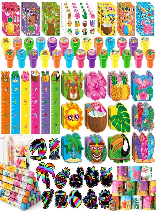 BenLouis 216Pcs Hawaiian Luau Party Favors Aloha Summer Tropical Tiki Theme School Stationery Set Bulk for Kids Beach Pool Birthday Party Goodie Bag Stuffers Classroom Gifts Rewards Pinata Filler - Image 1